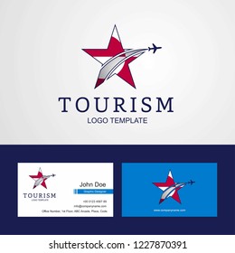 Travel Greenland flag Creative Star Logo and Business card design