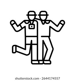 travel group black line icon. Vector isolated element. Editable stroke.
