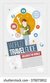 Travel guide design template. Vector illustration and poster design template. Elements are layered separately in vector file.