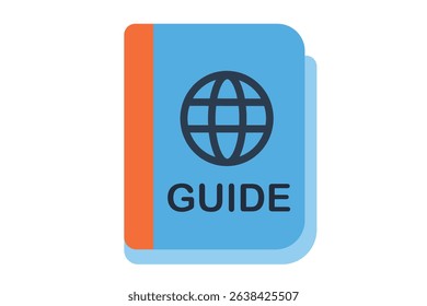 Travel Guide icon - An open book or pamphlet with global symbols, representing tourist information or city guides.