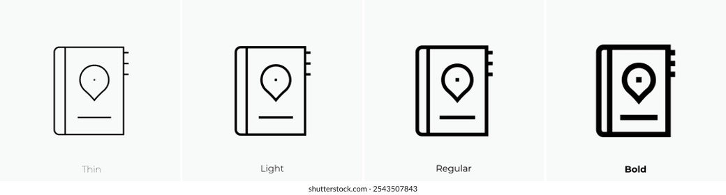 travel guide icon. Thin, Light Regular And Bold style design isolated on white background