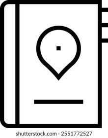 ícone guia de viagem. Design de estilo linear fino isolado em fundo branco