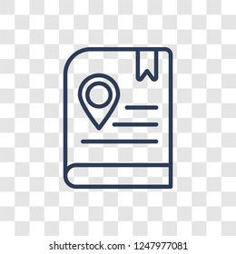 Travel guide icon. Trendy linear Travel guide logo concept on transparent background from Architecture and Travel collection