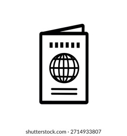 Ícone do guia de viagem. Ícone de vetor de livro do mapa mundial.  Gráfico vetorial, não Inteligência artificial, ilustração de logotipo. Design de vetor substituível.	
