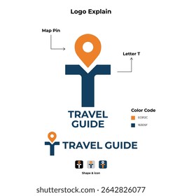 Travel Guide Logo with Map Pin and Letter T Concept