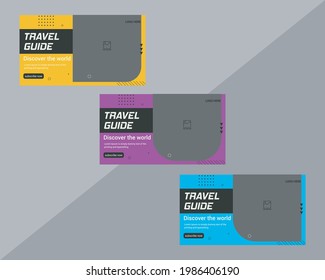 
Travel guide thumbnail design, vector layout. Modern travel guide thumbnail design, vector