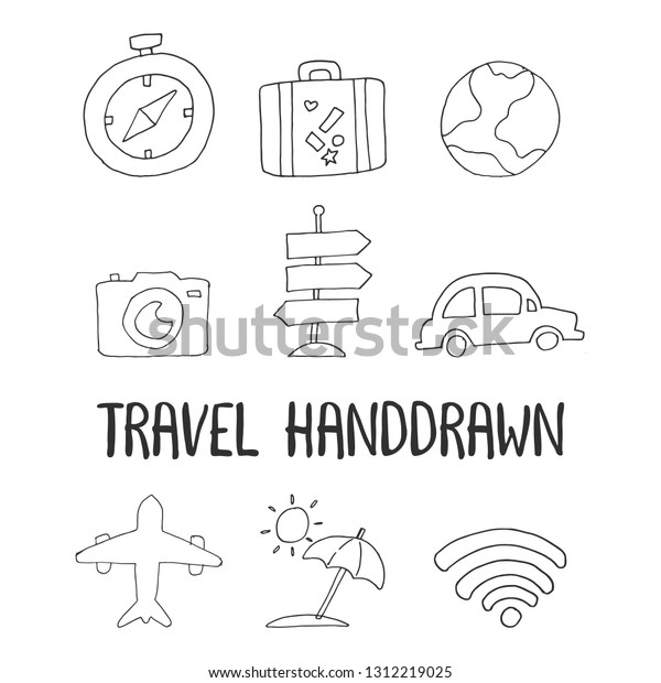 travel hand drawn\
icon illustration\
vector