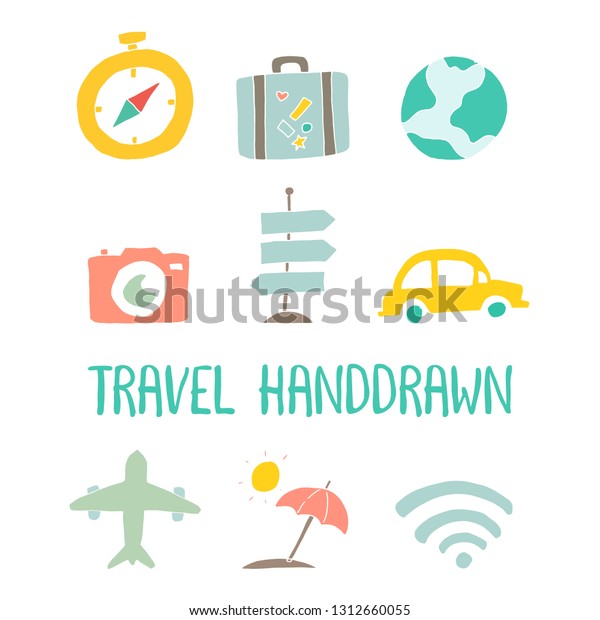 travel hand drawn\
icon illustration\
vector
