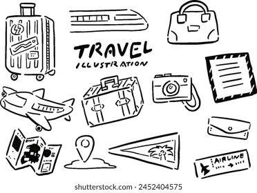 Travel Travel Hand Drawn Wind Line Illustration Set