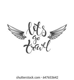 Travel handwritten label.Typography.Lettering.