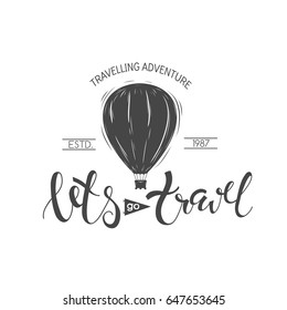 Travel handwritten label.Typography.Lettering.