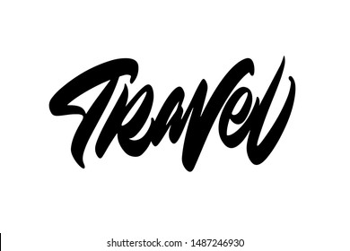 Travel. Handwritten vector lettering design. Vector calligraphy illustration isolated. Typography for banners, badges, postcard, t-shirt, prints, posters.