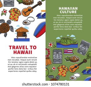 Travel to Hawaii vertical posters with national symbols