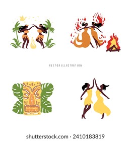 travel Hawaii watercolor element vector illustration