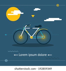 Travel & Healthy Lifestyle, Symbol Bicycle Modern Flat Design Template Vector Illustration