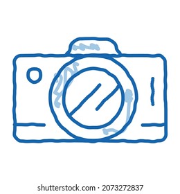 Travel Hiking Camera sketch icon vector. Hand drawn blue doodle line art Travel Hiking Camera sign. isolated symbol illustration