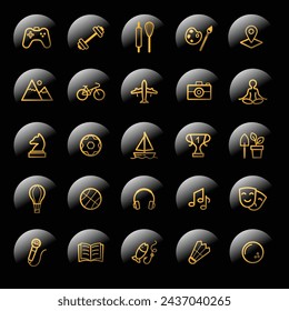 Travel, Hobbies icons Set vector Background