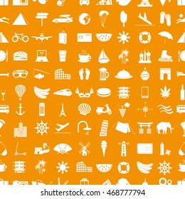 travel and holiday big set of vector icons seamless pattern eps10