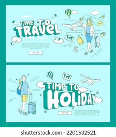 Travel and Holiday design banner. Banner concept with vector illustration flat style can use for your business. 