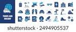 Travel and Holiday icon collection set. Containing design, travel, vacation, summer, holiday, tourism, and more. Solid vector icons collection.	