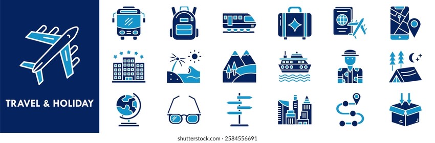 Travel and Holiday icon collection set. Containing design travel, holiday, vacation, summer, beach, tourism