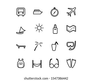 travel and holiday icon set