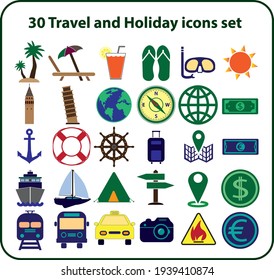 Travel And Holiday Icons Set