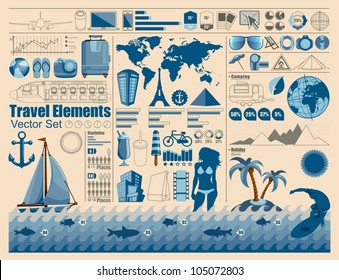 Travel and Holiday icons, vector info graphics