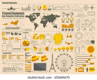 Travel and Holiday icons, vector info graphics