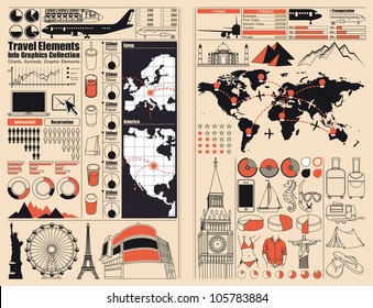 Travel and Holiday icons, vector info graphics