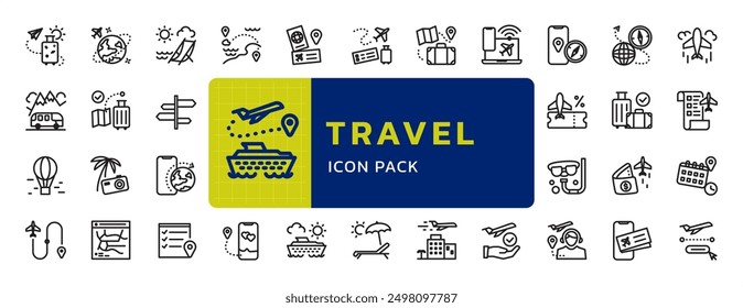 Travel and Holiday on Pack, Vector Icon Set