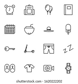 Travel, holiday, outdoor icon set. Simple trip, travelling outline icon sign concept. vector illustration. 
