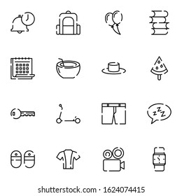 Travel, holiday, outdoor icon set. Simple trip, travelling outline icon sign concept. vector illustration. 