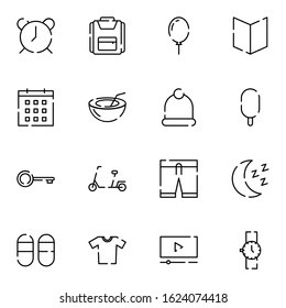 Travel, holiday, outdoor icon set. Simple trip, travelling outline icon sign concept. vector illustration. 