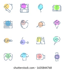 Travel, holiday, outdoor icon set. Simple trip, travelling colored outline icon sign concept. Flat sign vector illustration. 