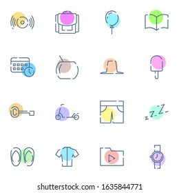 Travel, holiday, outdoor icon set. Simple trip, travelling colored outline icon sign concept. Flat sign vector illustration. 