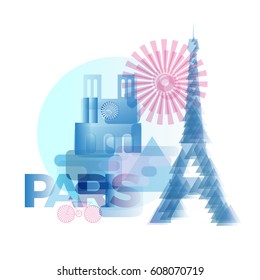 Travel, holiday, Paris flat vector icon. Tourism, vacation concept template for commercial or promotional advert. Flat clean illustration of old town silhouette. France. Paris