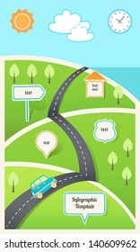 Travel, Holiday, Road Map Infographic Template EPS 10