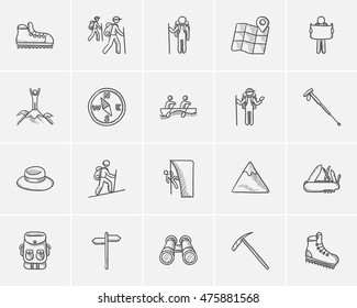 Travel And Holiday Sketch Icon Set For Web, Mobile And Infographics. Hand Drawn Travel Icon Set. Travel And Holiday Vector Icon Set. Travel And Holiday Icon Set Isolated On White Background.