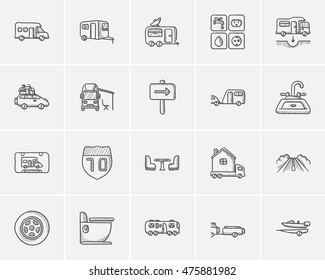 Travel and holiday sketch icon set for web, mobile and infographics. Hand drawn travel icon set. Travel and holiday vector icon set. Travel and holiday icon set isolated on white background.
