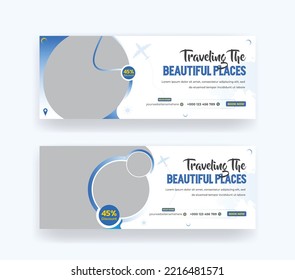 Travel Holiday Social Media cover or social media tour vacations timeline Cover design