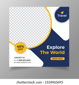 Travel and Holiday social media post template design. Travel web banner template vector for sale product