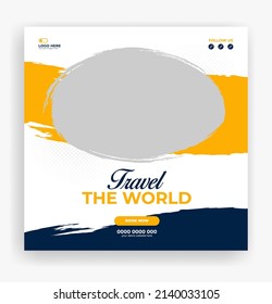 Travel holiday social media post banner template