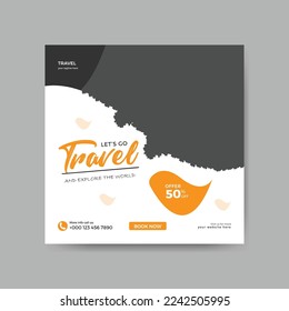 Travel and Holiday social media post template design. Travel web banner template vector for sale product