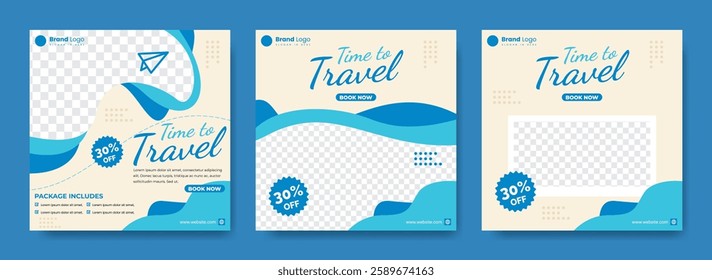 Travel holiday social media post banner template