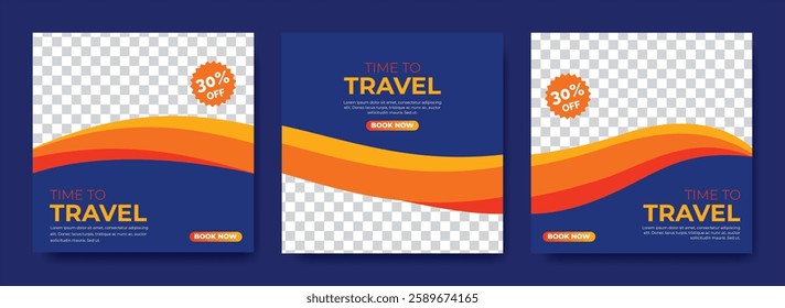 Travel holiday social media post banner template