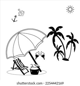 Travel, Holiday, Summer, and Tourism line icons set vector illustration. Beach, Sea, Passport, Sand, Travel, Kite, Umbrela, Summer, Vibes, Hot Sun, 10, Sunday. Pixel perfect. Editable Stroke.