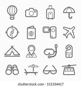 travel and holiday symbol line icon on white background vector illustration