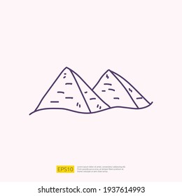 travel holiday tour and vacancy concept vector illustration. cairo pyramid doodle linear icon sign symbol