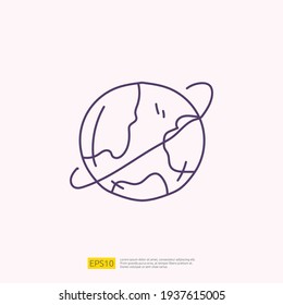travel holiday tour and vacancy concept vector illustration. world orbit doodle linear icon sign symbol